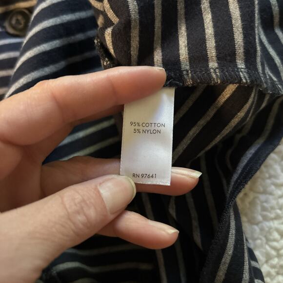 J. Jill Striped Jersey Knit Blazer Medium Jacket Navy Blue Gray Coastal Chic - Picture 7 of 7